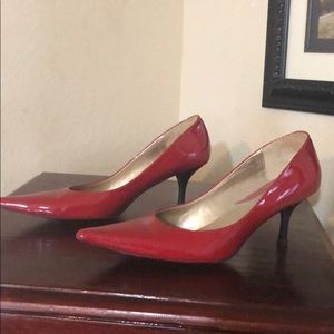 Red patent leather heels
